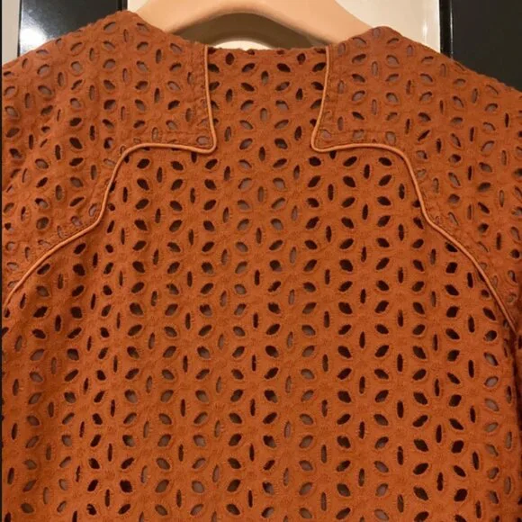 JOHANNA ORTIZ Magical Discipline Burnt Orange Eyelet Cotton Dress Size US 2 NWT - Picture 9 of 12